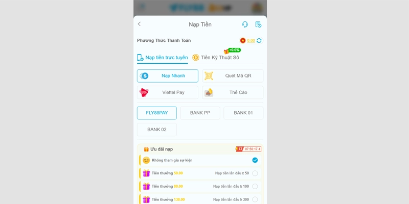 Chính sách nạp rút Fly88 thần tốc tiện lợi cho hội viên